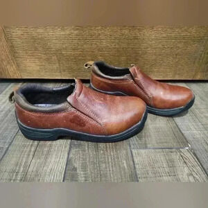 Justin Mens Shoes Brown Sz 9.5 -Leather  Slip on Hiking Trail Comfort Loafers
